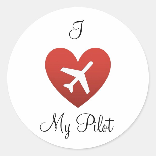 Sticker Rond Je Coeur Mon Pilote (Devant)