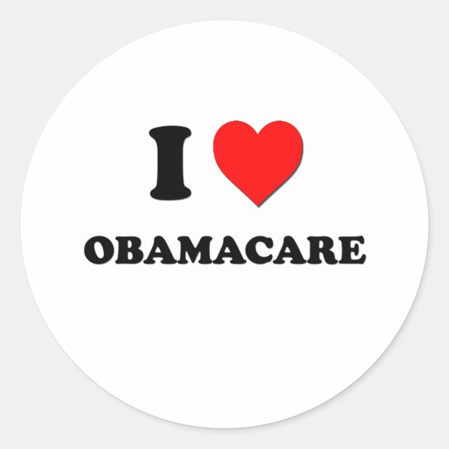 Sticker Rond Je Coeur Obamacare (Devant)