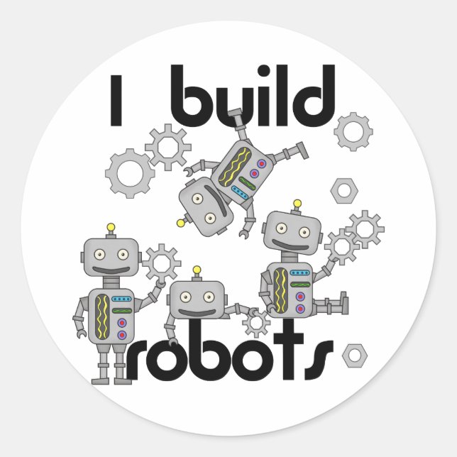 Sticker Rond Je construis des robots (Devant)