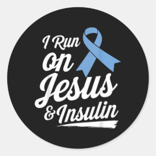 Sticker Rond Je cours sur Jésus insuline diabète prière foi