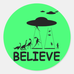 Sticker Rond Je crois aux aliens
