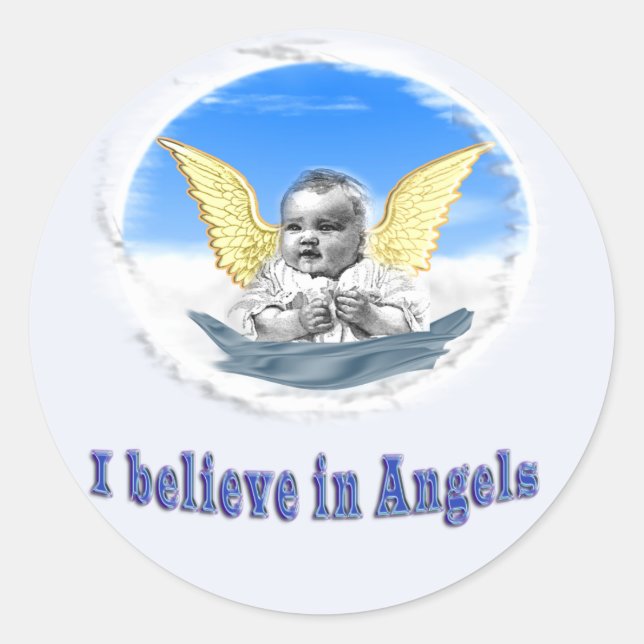 Sticker Rond Je crois aux anges (Devant)