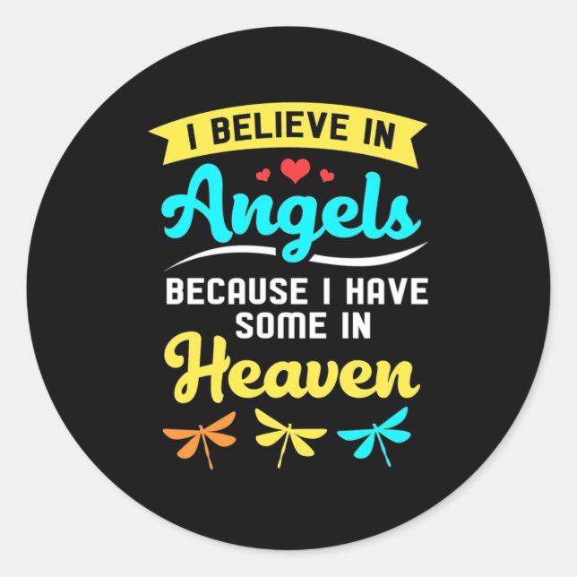Sticker Rond Je Crois Aux Anges Et Aux libellules (Devant)