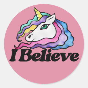 Sticker Rond Je crois aux licornes