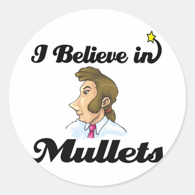 Sticker Rond je crois aux mullets (Devant)