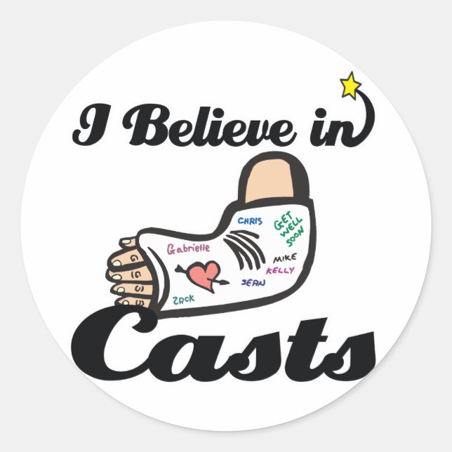 Sticker Rond je crois aux plâtres (Devant)