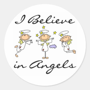 Sticker Rond Je crois aux T-shirts et cadeaux d'anges