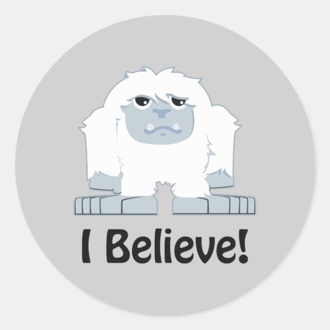 Sticker Rond Je Crois ! Cute Yeti (Devant)