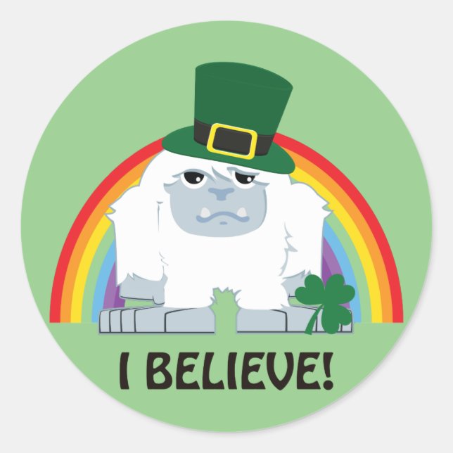 Sticker Rond Je Crois ! Leprechaun Yeti (Devant)