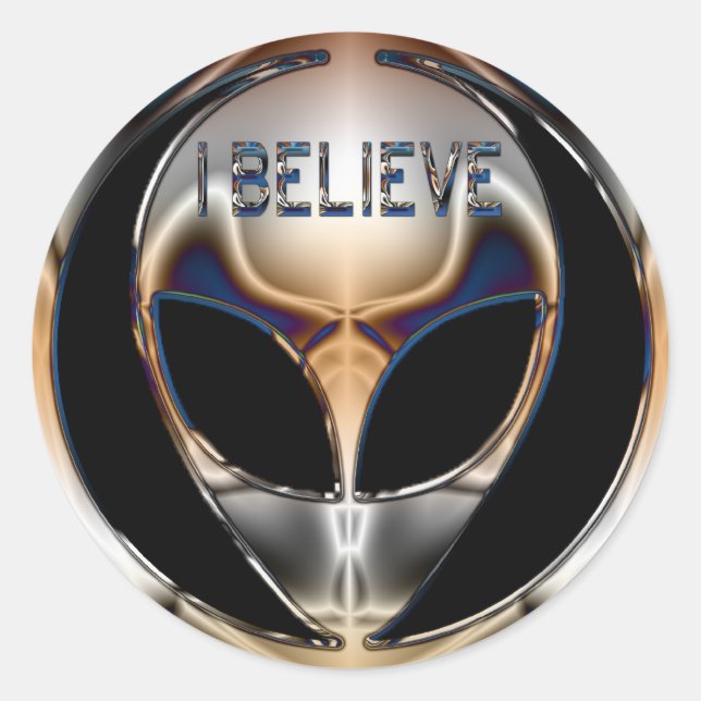 STICKER ROND JE CROIS QUE CHROME ALIEN HEAD (Devant)