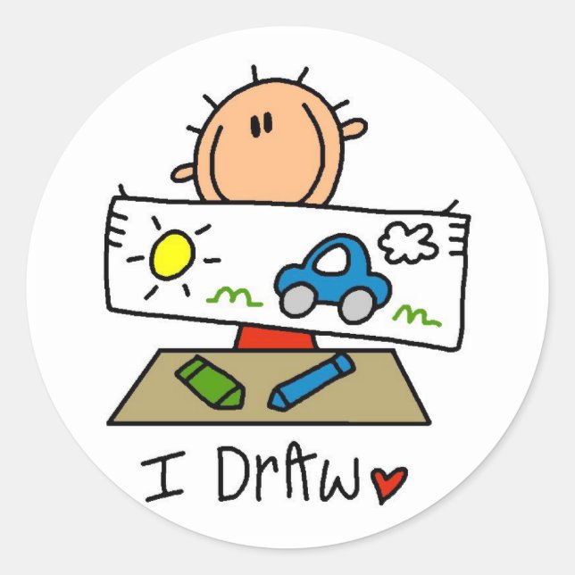 Sticker Rond Je dessine (Devant)
