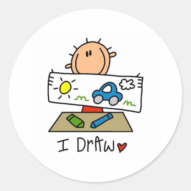 Sticker Rond Je Dessine (Devant)