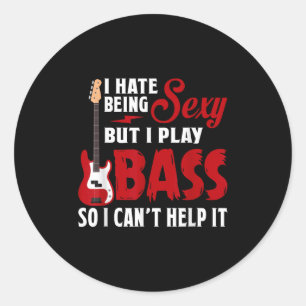 Sticker Rond Je déteste être Y mais je joue de la guitare B don