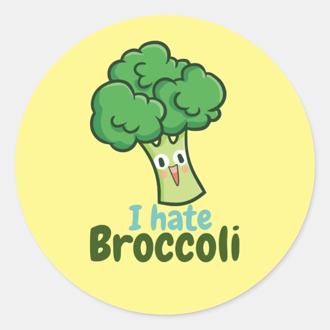 Sticker Rond Je déteste l'autocollant rond du garçon Broccoli (Devant)