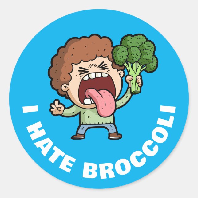 Sticker Rond Je déteste le brocoli (Devant)