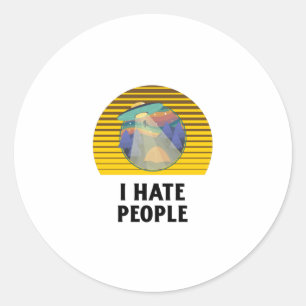 Sticker Rond Je déteste les gens Coucher de soleil vintage rétr