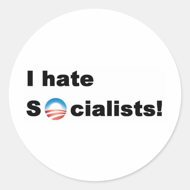 Sticker Rond Je déteste les socialistes (Devant)
