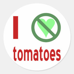 Sticker Rond Je déteste les tomates Pas d'amour