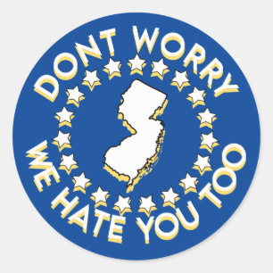STICKER ROND JE DÉTESTE NEW JERSEY