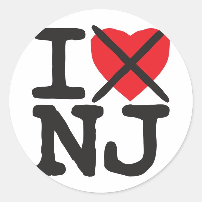 Sticker Rond Je déteste NJ - New Jersey (Devant)