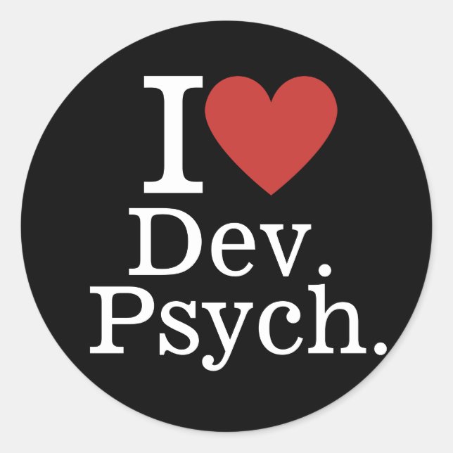 Sticker Rond Je ❤️ Dev. Psych. pour étudiants/Faculté PERSONNAL (Devant)