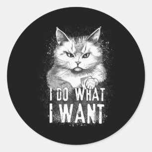 Sticker Rond Je Fais Ce Que Je Veux Chat Halloween Fun Chat Hal