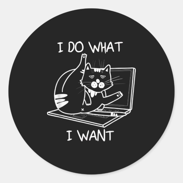 Sticker Rond Je Fais Ce Que Je Veux Chat Mèmes Hacker Sécurité  (Devant)