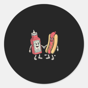 Sticker Rond Je fais des éclaboussures sur un hot dog aux sauci