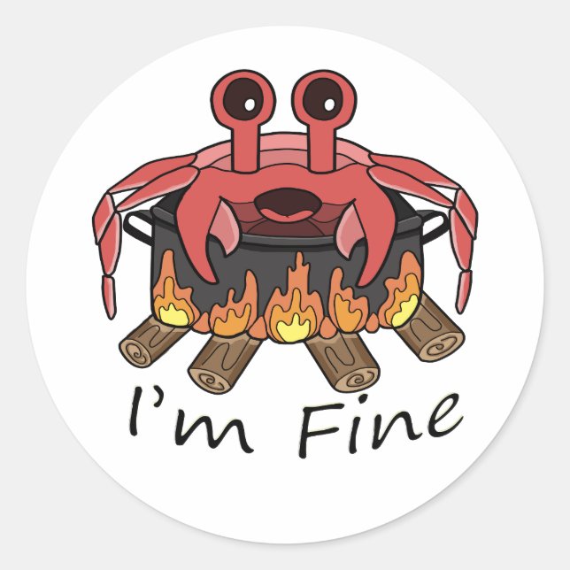 Sticker Rond Je fais du crabe bouillant (Devant)