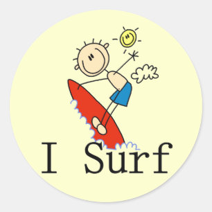 Sticker Rond Je fais du surf T-shirts et cadeaux