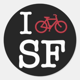 Sticker Rond Je fais du vélo SF (faire du vélo de coutume SF)