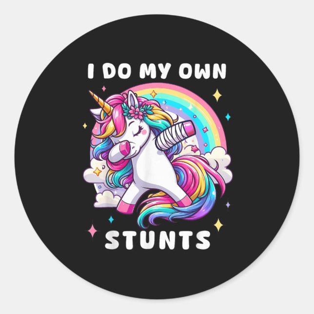 Sticker Rond Je fais mes propres cascades Blessure au bras cass (Devant)