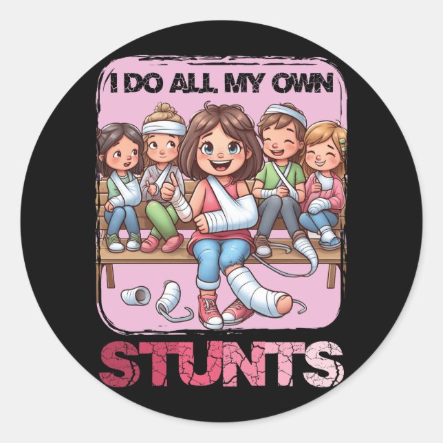 Sticker Rond Je Fais Mes Propres Têtes Brouillées Bras Se Bien  (Devant)