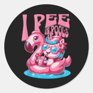 Sticker Rond Je Fais Pipi Dans Les Piscines Blague De Natation
