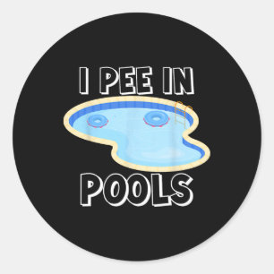 Sticker Rond Je fais pipi dans les piscines Blagues drôles Cita