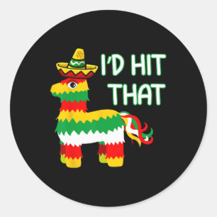 Sticker Rond Je frapperais Pinata pour Cinco De Mayo Funny Mexi