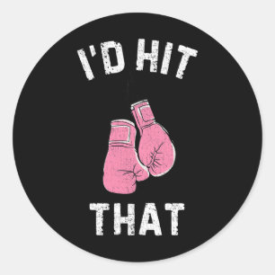 Sticker Rond Je Frapperais Que Les Gants Roses De Boxe Entraîne