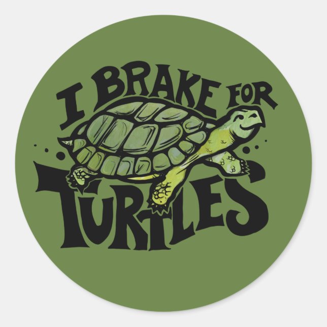 Sticker Rond Je freine pour les tortues (Devant)