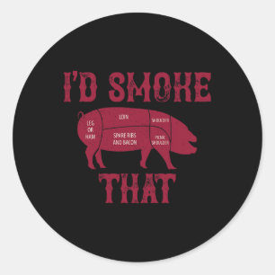 Sticker Rond Je fumerais ce barbecue de porc