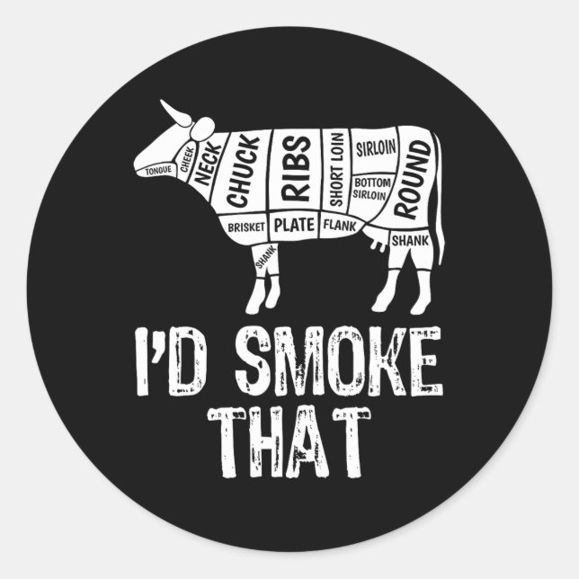 Sticker Rond Je fumerais ce barbecue de vache Fumer Grillant M (Devant)