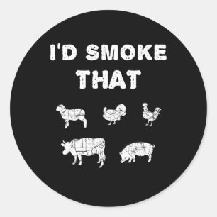 Sticker Rond Je fumerais ce chef fumeur Bbq cadeau Tee culinary