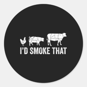Sticker Rond Je fumerais ce chef fumeur de barbecue amusant