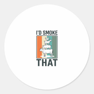 Sticker Rond Je fumerais ce design d'animaux de ferme de BBQ vi