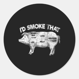 Sticker Rond Je fumerais cette drôle de barbecue fumeuse Vintag