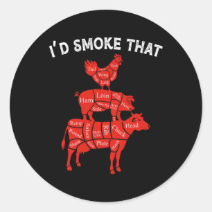 Sticker Rond Je fumerais que Fumer Barbecue Barbecue Lover Gril