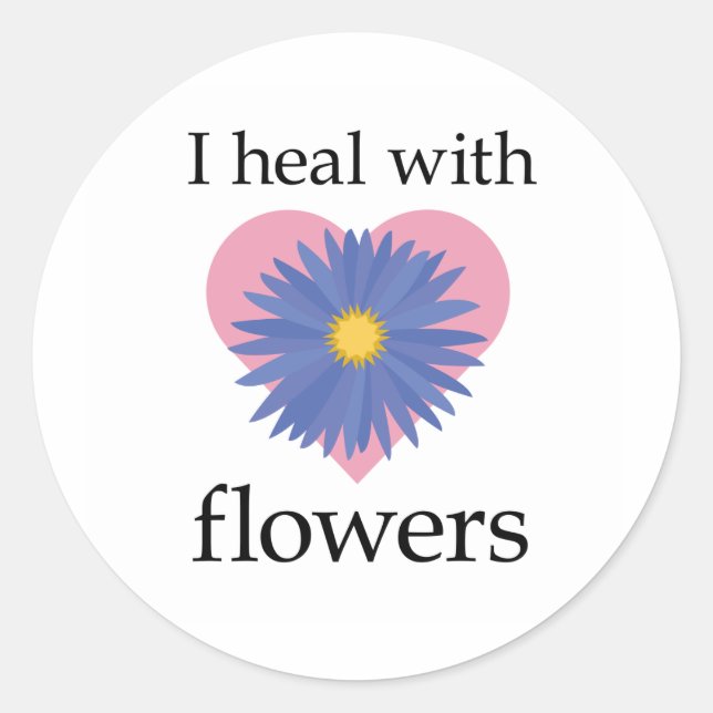 Sticker Rond Je guéris avec des fleurs (Devant)