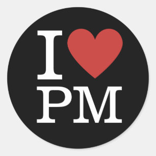 Sticker Rond Je ❤️ J'adore le personnel de gestion de projet PM