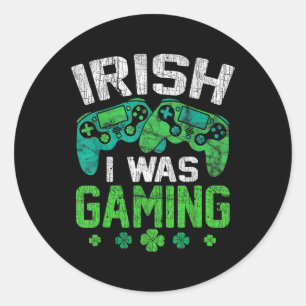 Sticker Rond Je Jouais Drôle Vidéo Jeu Shamrock St patrick