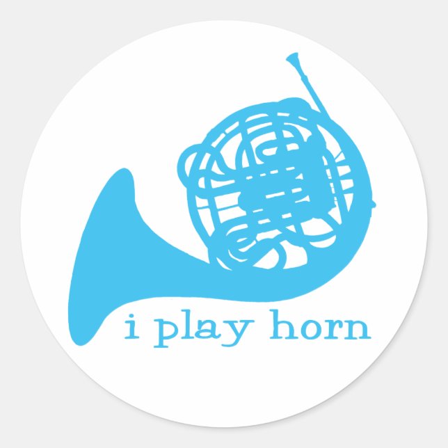 Sticker Rond Je joue à la corne - bleu (Devant)