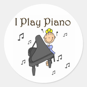 Sticker Rond Je Joue au Piano T-shirts et Cadeaux